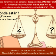 Te invitamos a la Reunión No. 25 entre Amores, CADHAC y la PGJNL