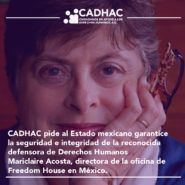 Apoyo total para la reconocida defensora de derechos humanos, Mariclaire Acosta