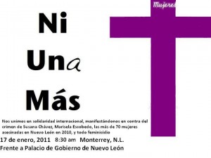 Evento frente al Palacio de Gobierno de Nuevo León, Lunes 17 de enero 8:30 horas