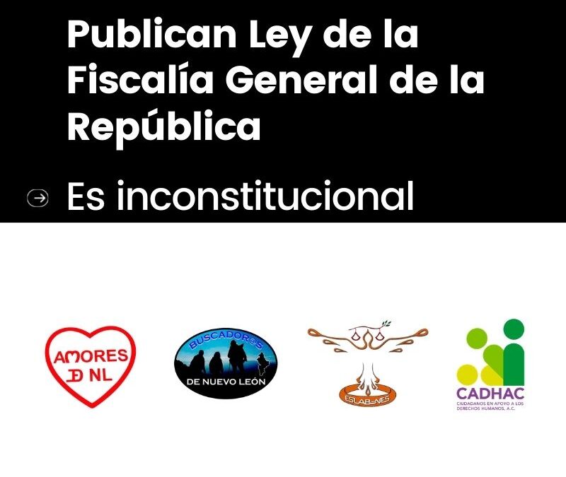 Se publica la ley de la fiscalía general de la república. Es inconstitucional afirman colectivos y CADHAC