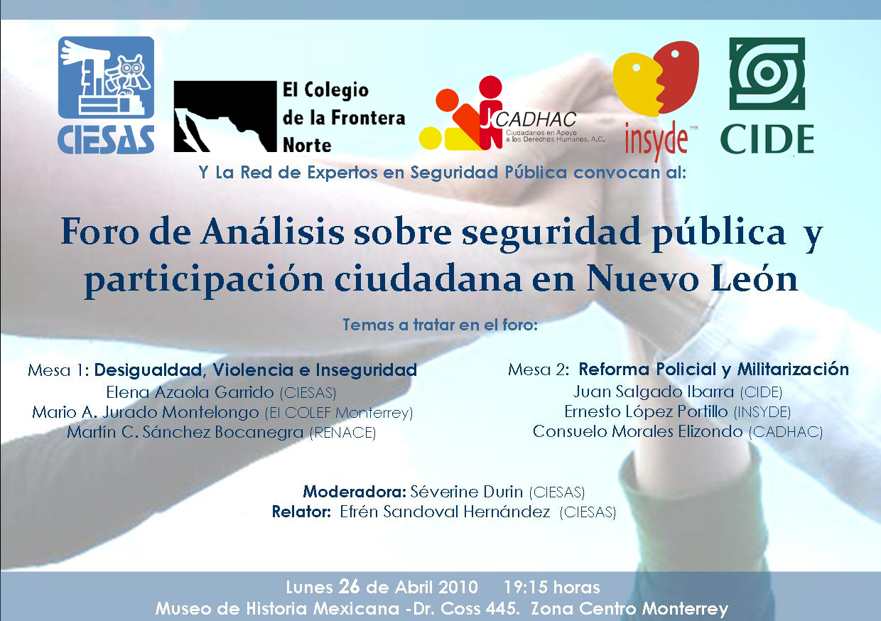 Foro de Análsis sobre seguridad pública y participación ciudadana en Nuevo León