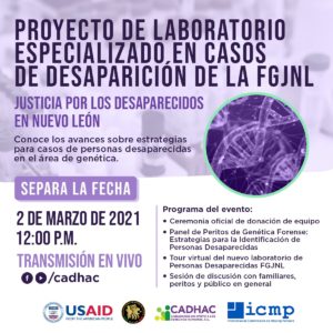 «Proyecto de laboratorio especializado en casos de desaparición de la FGJNL: Justicia por los desaparecidos de Nuevo León»