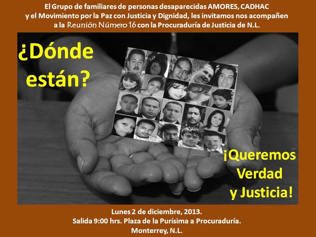 Invitación a la próxima reunión con la Procuraduría de Justicia de NL