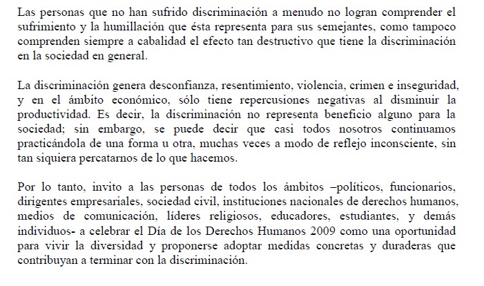 Declaración de la Alta Comisionada de la ONU para los DDHH, Navi Pillay